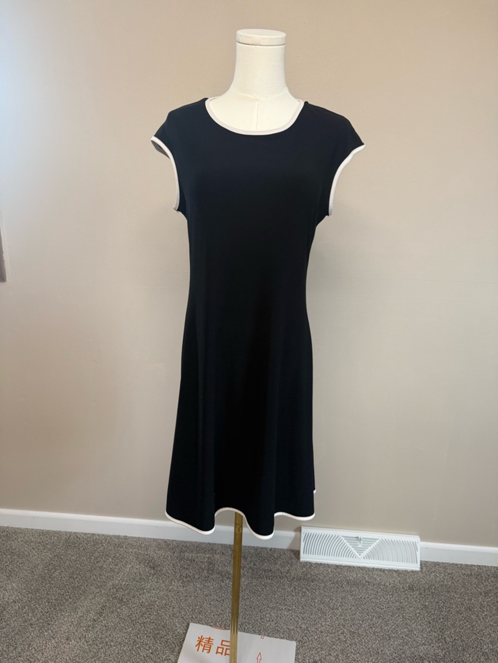 Annalee + Hope Black Midi Dress with White Trim